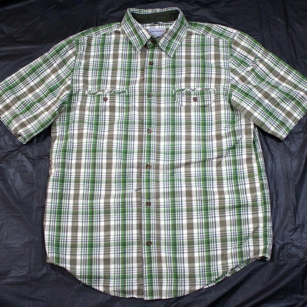 Carhartt Relaxed Fit Men's Short‎ Sleeve Button Front Shirt Size Large